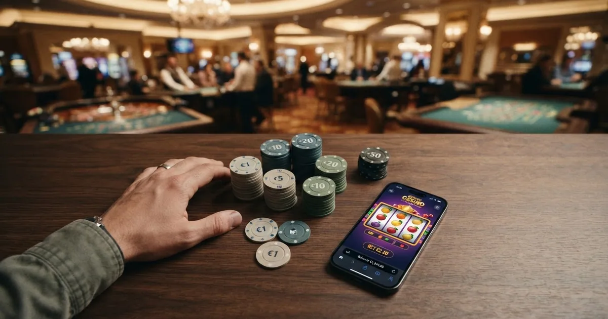Vitrina de ofertas de casino online con etiquetas de afiliado visibles sobre las fichas