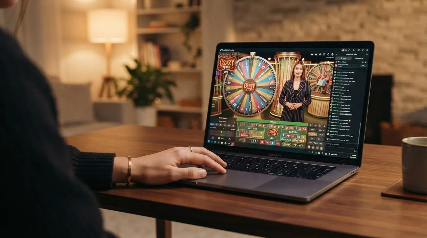 Captura del lobby de casino en vivo con Crazy Time destacado entre los juegos