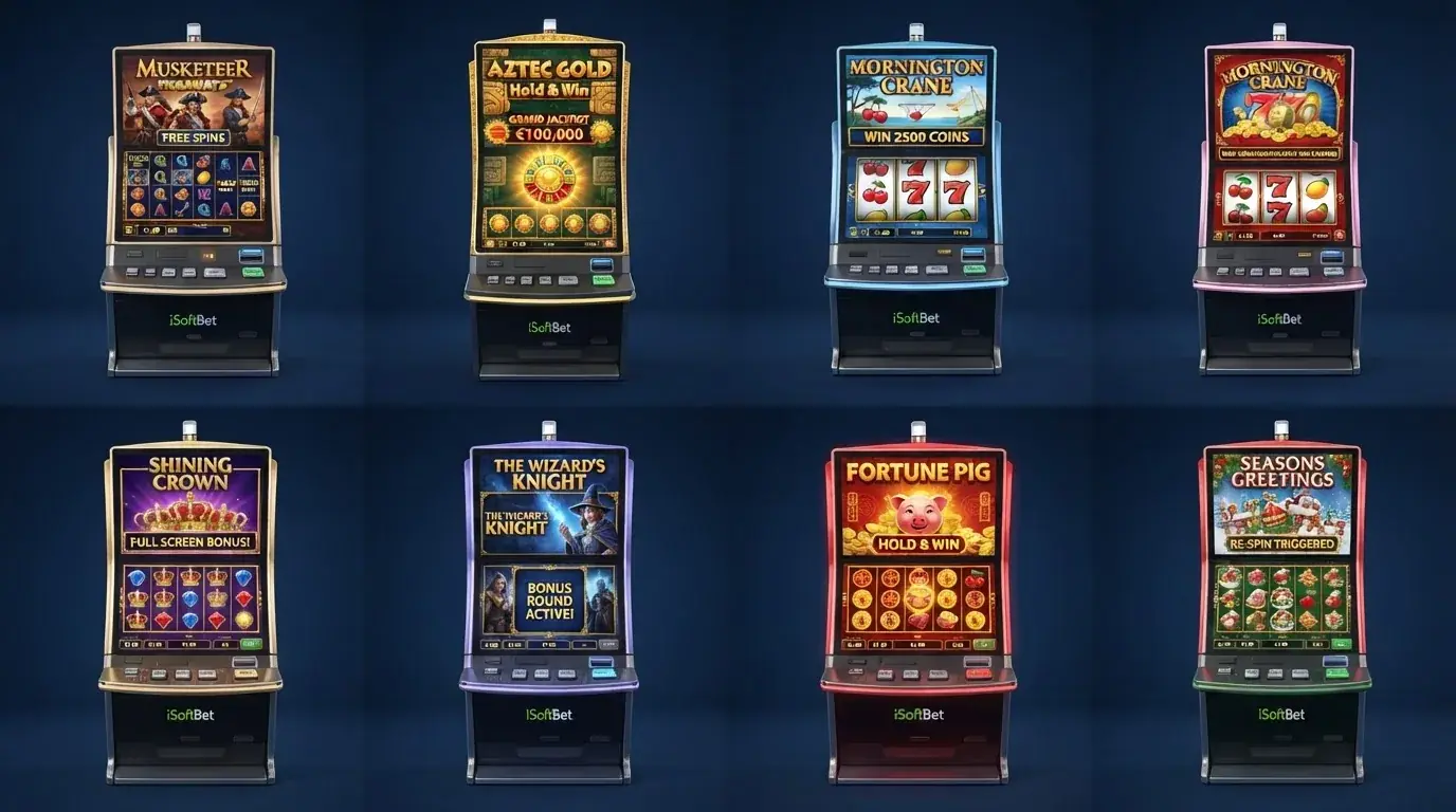 Collage con las tragaperras más representativas de iSoftBet disponibles en casinos españoles