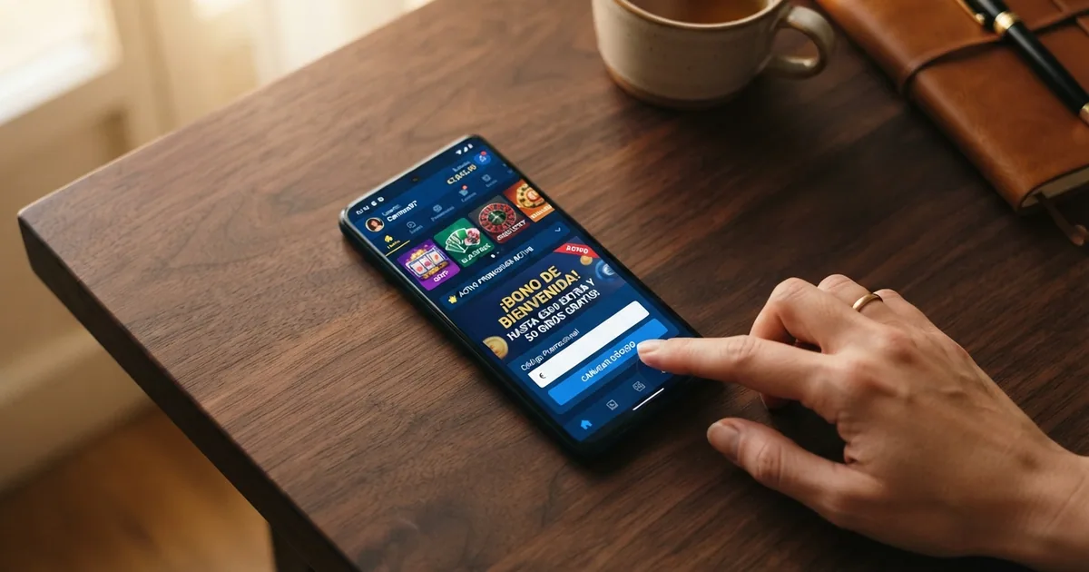 Pantalla de un casino online español con el campo de canje de código promocional visible en el cajero