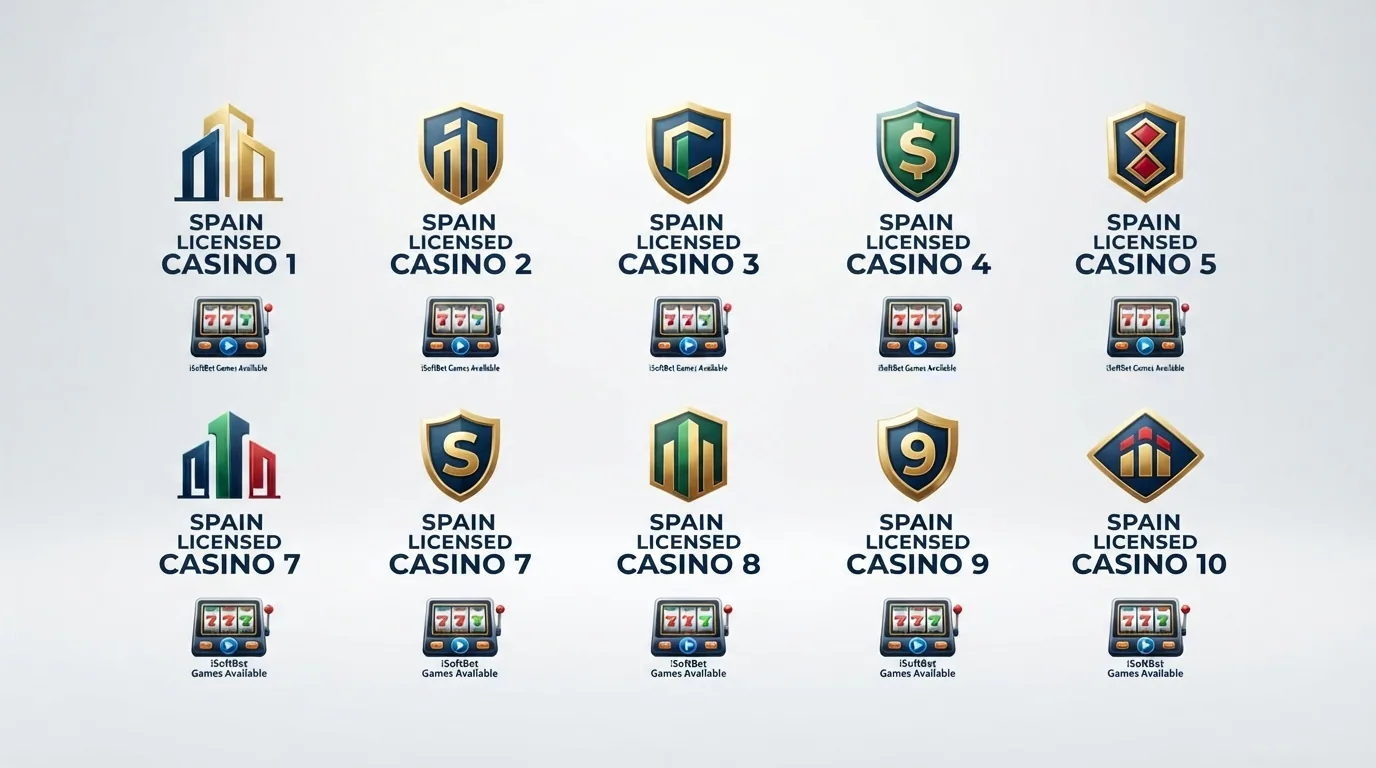 Representación visual de los logotipos de casinos analizados junto a una tabla comparativa
