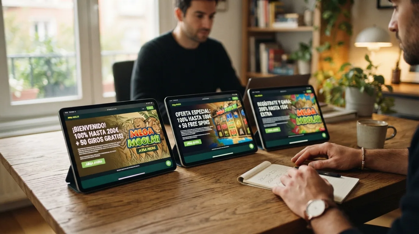 Vista comparativa de la oferta de los casinos con Mega Moolah