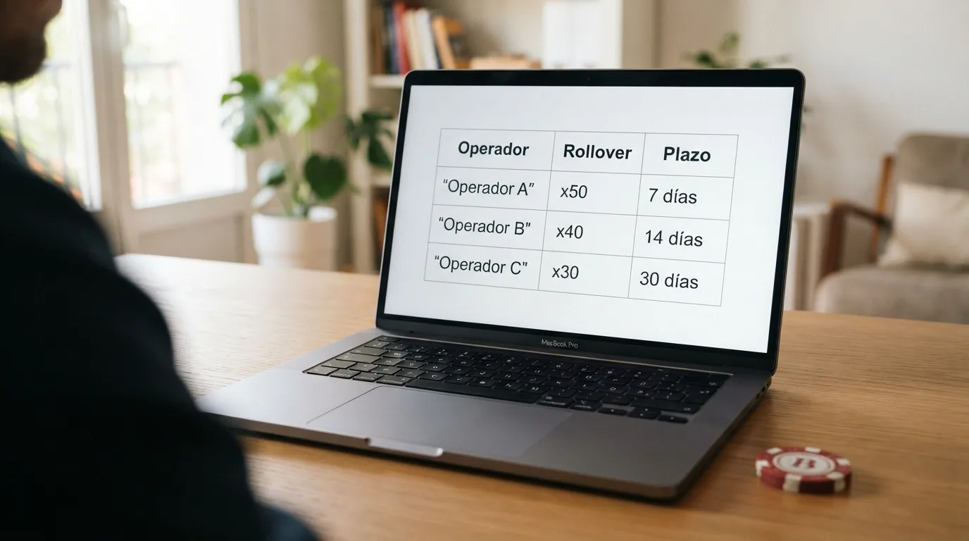 Pantalla comparativa con las fichas de los casinos online españoles revisados