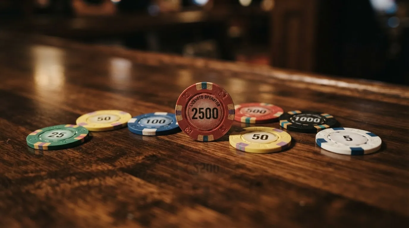 Logos de los operadores de casino comparados sobre fondo de fichas de juego