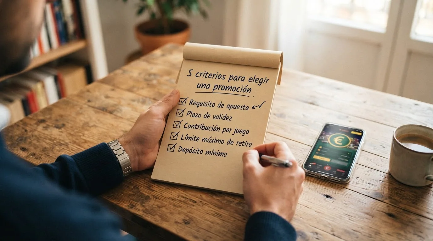 Infografía con los cinco criterios clave para evaluar una promoción de casino