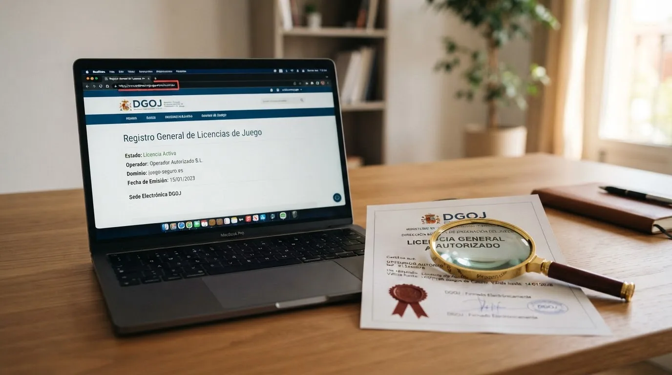 fachada del Ministerio de Derechos Sociales, Consumo y Agenda 2030 o pantalla del registro de la DGOJ en ordenacionjuego.es con un dominio .es resaltado