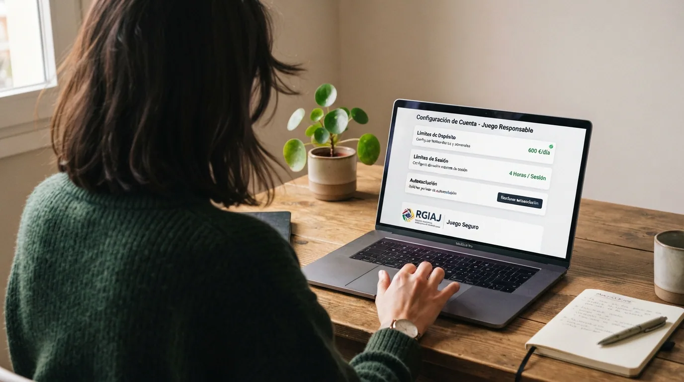 pantalla de configuración de límites de depósito y sesión dentro de la cuenta de un casino online español