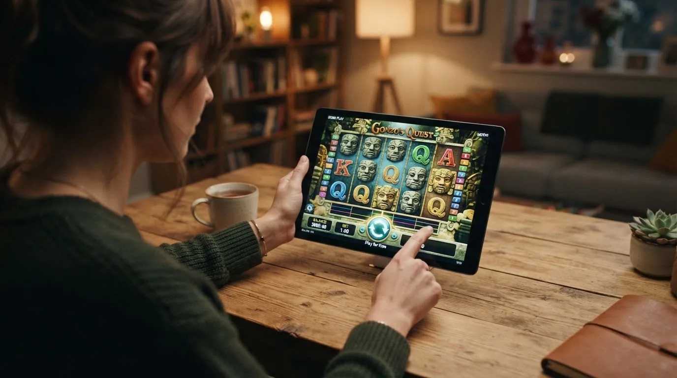 Pantalla de una slot NetEnt en modo demo con el botón de juego gratuito visible