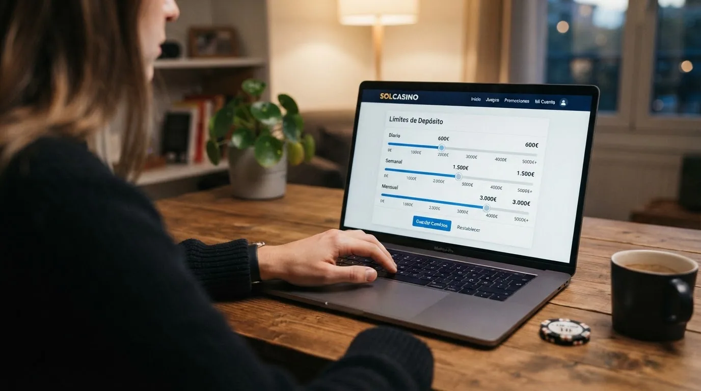Panel de configuración de límites de depósito en Solcasino