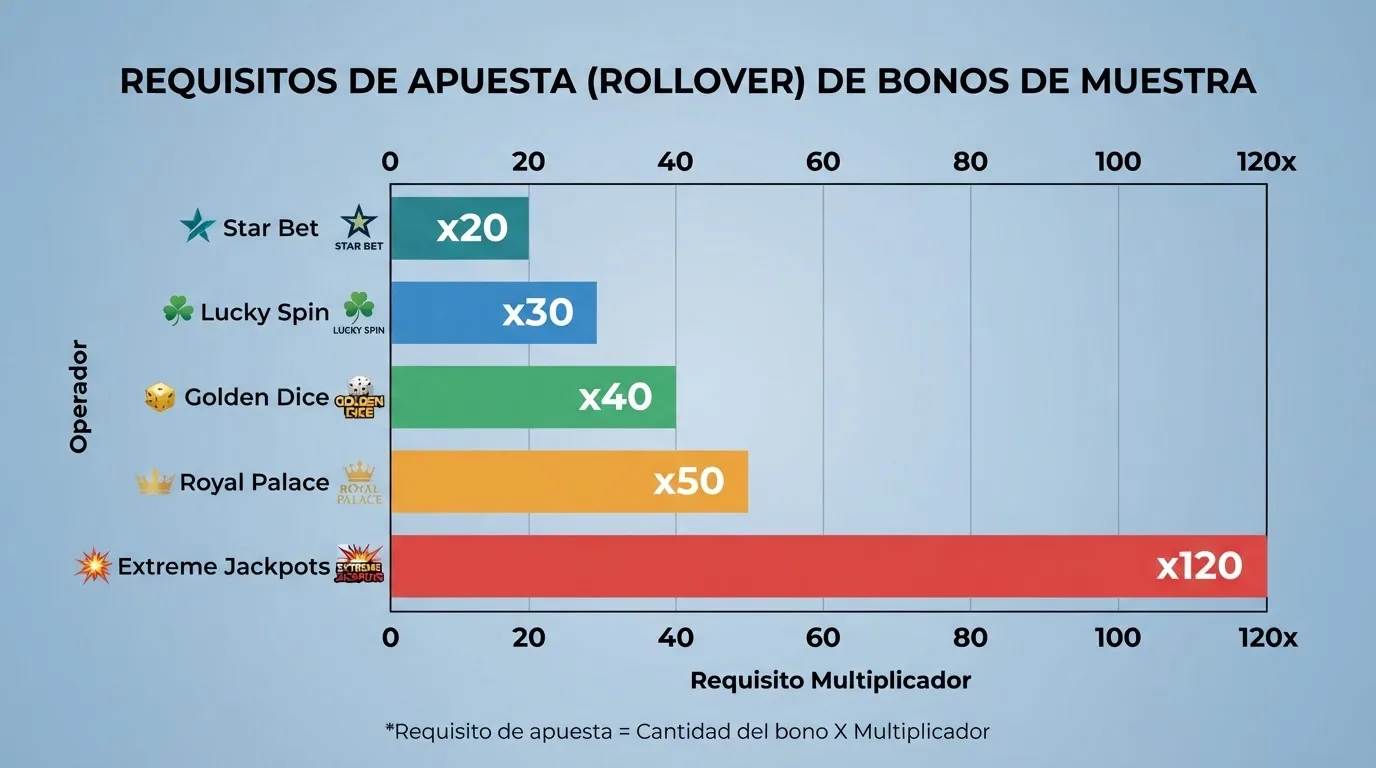 Esquema visual del requisito de apuesta o rollover en un bono de casino