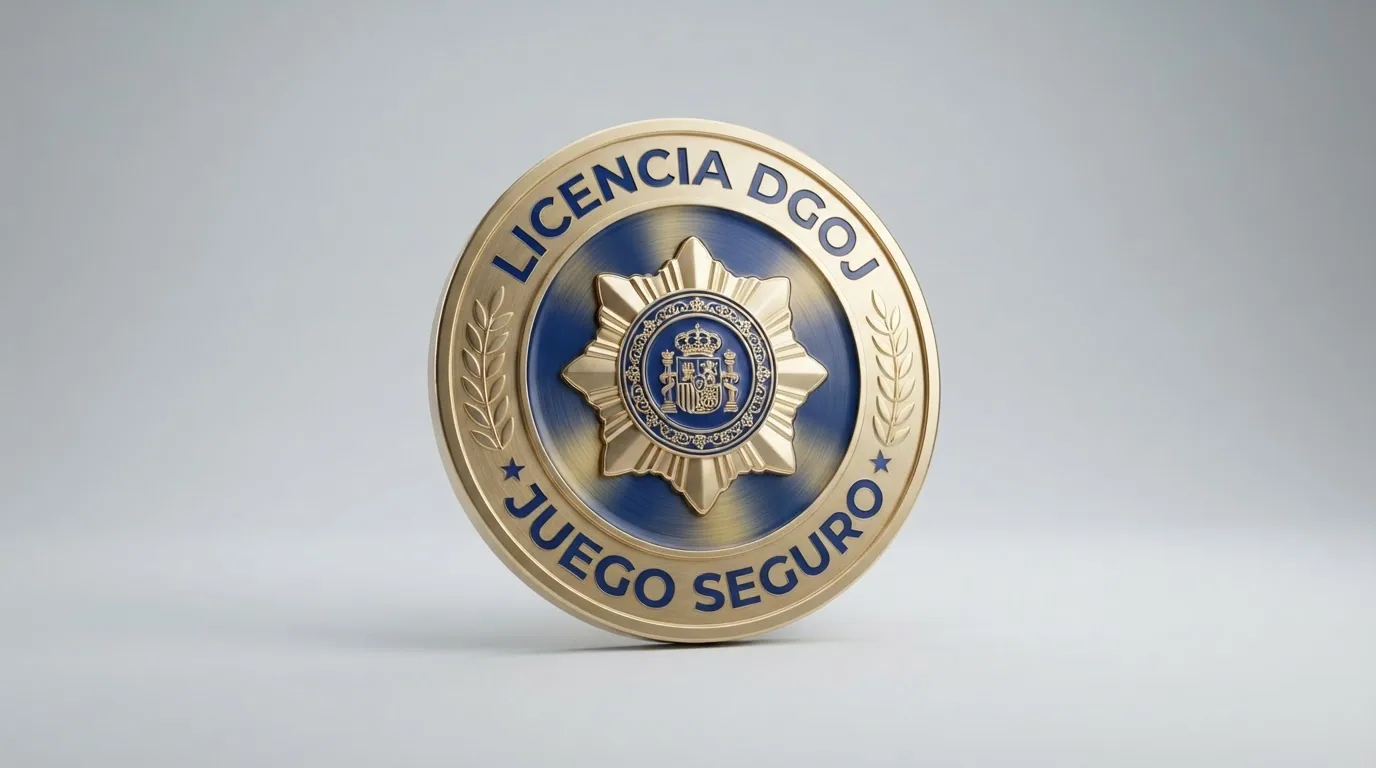 Sello oficial de la Dirección General de Ordenación del Juego junto al dominio .es en el pie de página de un operador autorizado