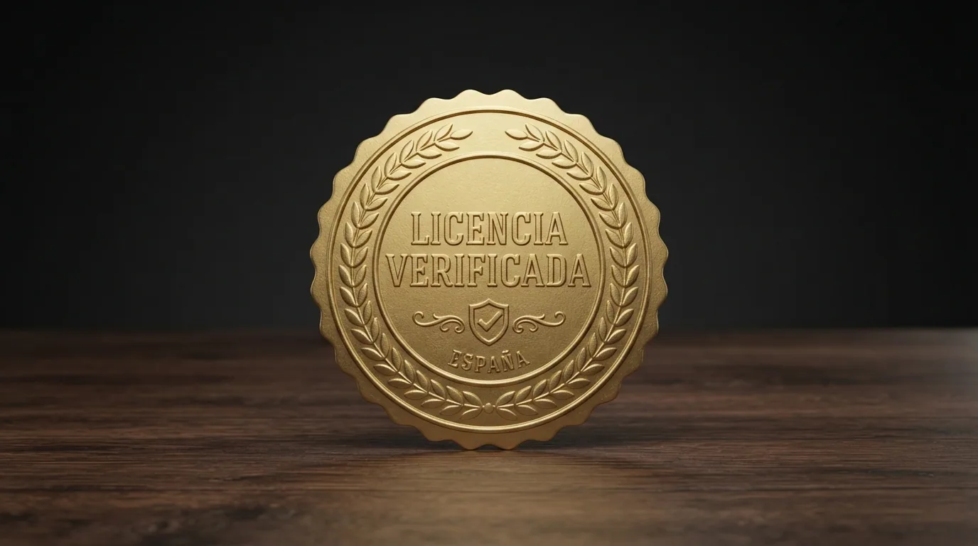 Sello de licencia DGOJ junto a un dominio .es en la barra del navegador