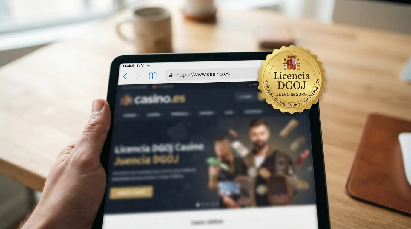 Captura del sello o distintivo de la DGOJ junto a la barra de direcciones de un navegador mostrando un dominio .es