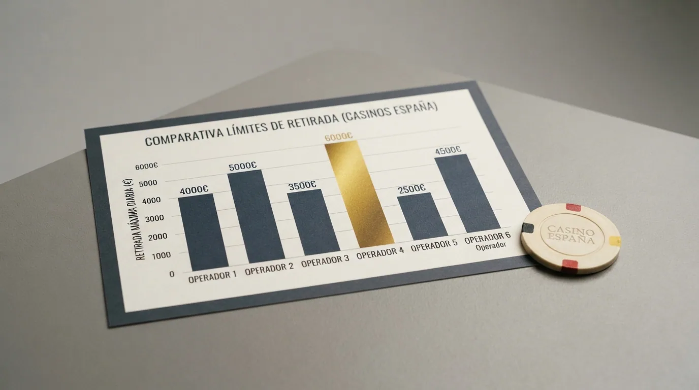 Gráfico comparativo del techo de retirada máxima entre distintos operadores de casino españoles.