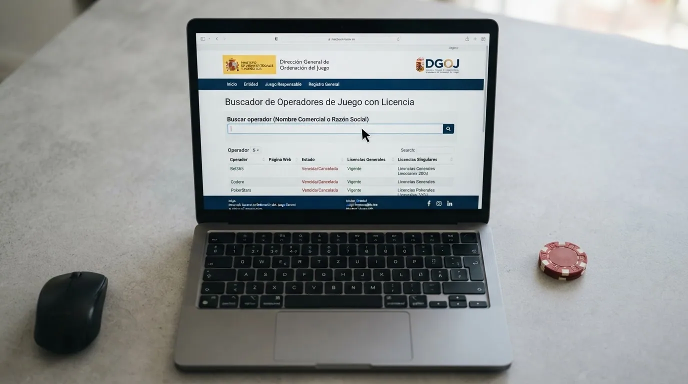 Captura del buscador de operadores con licencia en la web de la DGOJ