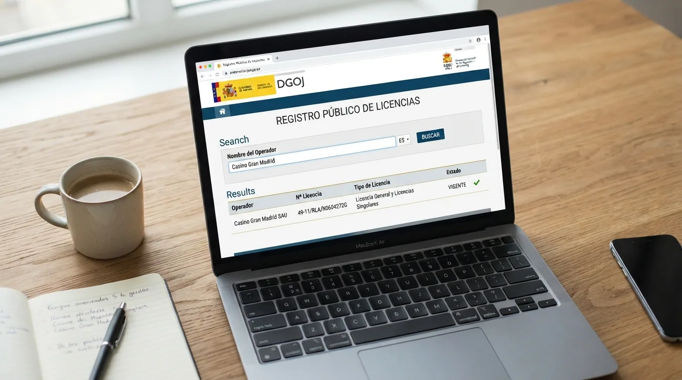 Captura del registro público de operadores con licencia en la web ordenacionjuego.es con un campo de búsqueda visible